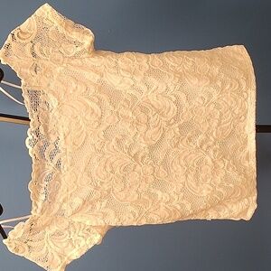 Ambiance Lace Off-the-Shoulder Top | Cream Floral Lace | Size Large